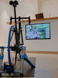 This image features an indoor cycling bike. 